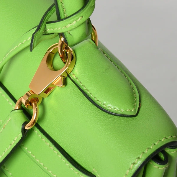 Mint condition HERMES Kelly 28, inner stitching, apple green. ◻B stamp, Veau Gulliver, gold hardware, handbag, pre-owned, 4a009166