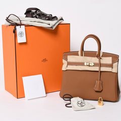 新品未使用 HERMES エルメス バーキン25 ハンドバッグ G刻印 トゴ ゴールド ゴールド金具 中古 4a009181