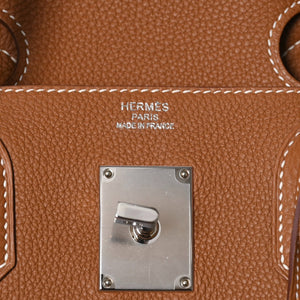 新品同様 HERMES エルメス Haut a Courroies 40 オータクロア 40 ハンドバッグ U刻印 ゴールド トゴ SV金具 内縫い 2022年製 中古 4a009240