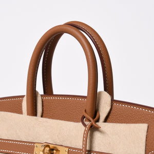 新品未使用 HERMES エルメス バーキン25 ハンドバッグ G刻印 トゴ ゴールド ゴールド金具 中古 4a009181