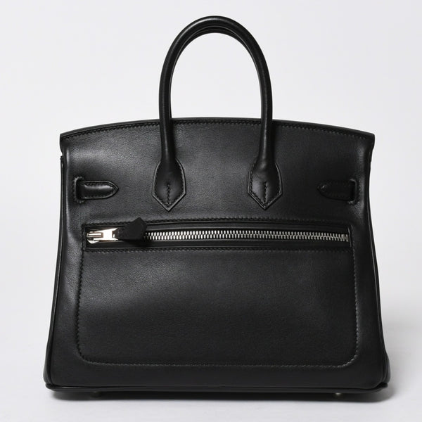 新品未使用 HERMES エルメス バーキン25 ブラック ヴォリュプト ロック ハンドバッグ W刻印 シルバー金具 中古 4a009136