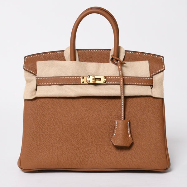 新品未使用 HERMES エルメス バーキン25 ハンドバッグ G刻印 トゴ ゴールド ゴールド金具 中古 4a009181