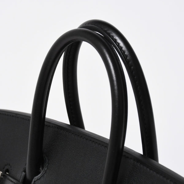 新品未使用 HERMES エルメス バーキン25 ブラック ヴォリュプト ロック ハンドバッグ W刻印 シルバー金具 中古 4a009136