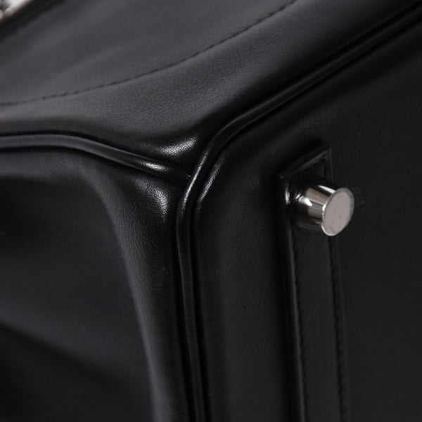 新品未使用 HERMES エルメス バーキン25 ブラック ヴォリュプト ロック ハンドバッグ W刻印 シルバー金具 中古 4a009136