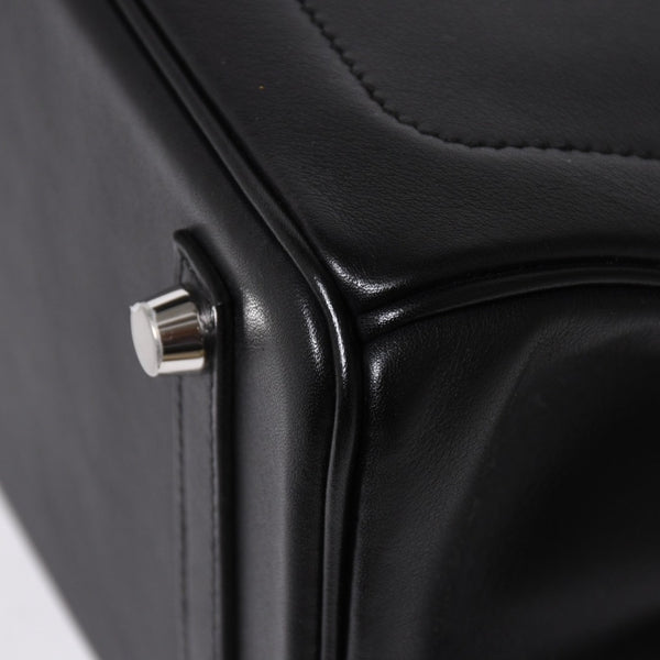 新品未使用 HERMES エルメス バーキン25 ブラック ヴォリュプト ロック ハンドバッグ W刻印 シルバー金具 中古 4a009136