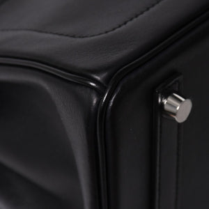 新品未使用 HERMES エルメス バーキン25 ブラック ヴォリュプト ロック ハンドバッグ W刻印 シルバー金具 中古 4a009136