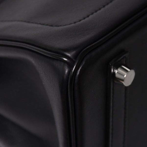 新品未使用 HERMES エルメス バーキン25 ブラック ヴォリュプト ロック ハンドバッグ W刻印 シルバー金具 中古 4a009136