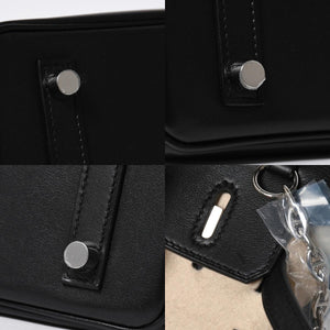 新品未使用 HERMES エルメス バーキン25 ブラック ヴォリュプト ロック ハンドバッグ W刻印 シルバー金具 中古 4a009136