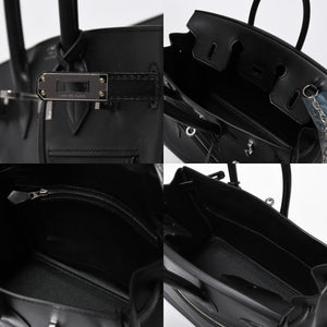 新品未使用 HERMES エルメス バーキン25 ブラック ヴォリュプト ロック ハンドバッグ W刻印 シルバー金具 中古 4a009136