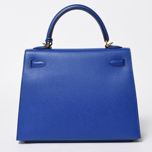 新品同様 HERMES エルメス KELLY ケリー25 2WAYハンドバッグ 外縫い エプソン ブルーエレクトリック U刻印 中古 4a009242