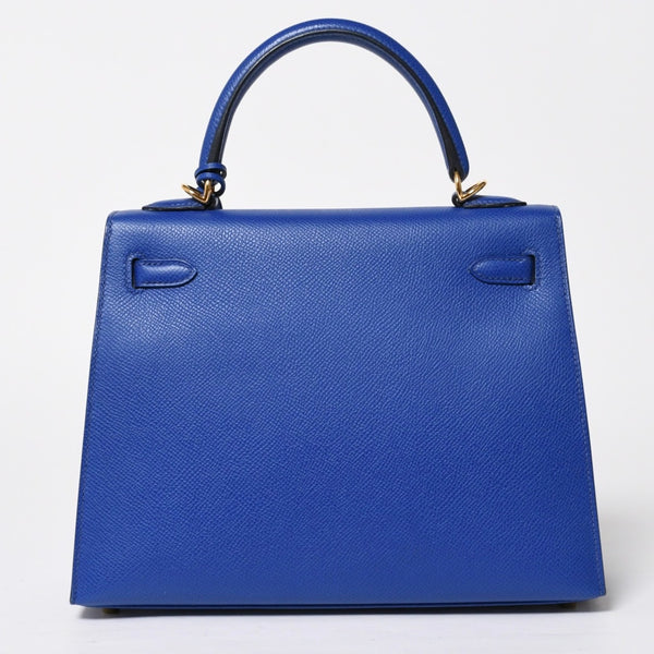 新品同様 HERMES エルメス KELLY ケリー25 2WAYハンドバッグ 外縫い エプソン ブルーエレクトリック U刻印 中古 4a009242