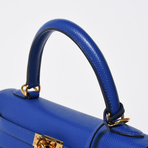 新品同様 HERMES エルメス KELLY ケリー25 2WAYハンドバッグ 外縫い エプソン ブルーエレクトリック U刻印 中古 4a009242