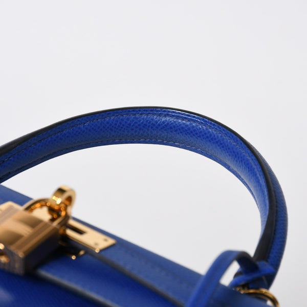 新品同様 HERMES エルメス KELLY ケリー25 2WAYハンドバッグ 外縫い エプソン ブルーエレクトリック U刻印 中古 4a009242