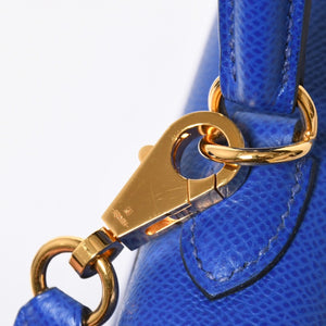 新品同様 HERMES エルメス KELLY ケリー25 2WAYハンドバッグ 外縫い エプソン ブルーエレクトリック U刻印 中古 4a009242