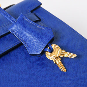 新品同様 HERMES エルメス KELLY ケリー25 2WAYハンドバッグ 外縫い エプソン ブルーエレクトリック U刻印 中古 4a009242
