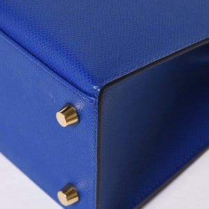 新品同様 HERMES エルメス KELLY ケリー25 2WAYハンドバッグ 外縫い エプソン ブルーエレクトリック U刻印 中古 4a009242