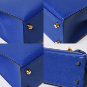 新品同様 HERMES エルメス KELLY ケリー25 2WAYハンドバッグ 外縫い エプソン ブルーエレクトリック U刻印 中古 4a009242
