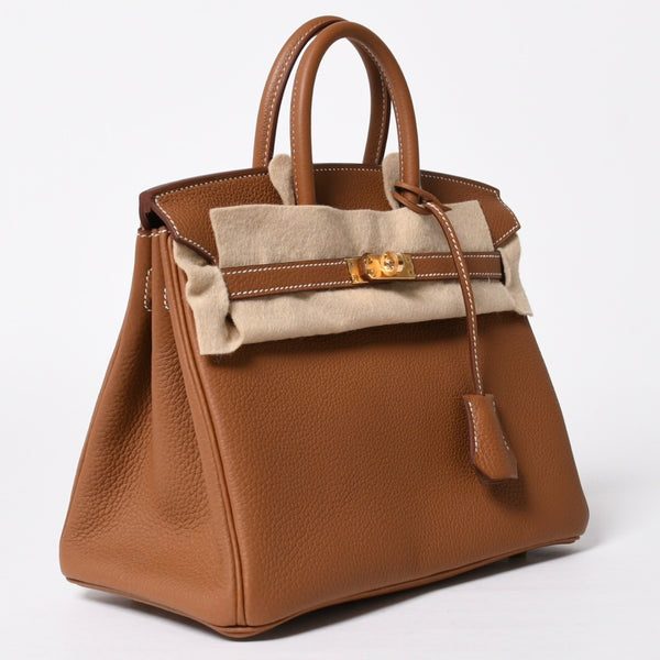 新品未使用 HERMES エルメス バーキン25 ハンドバッグ G刻印 トゴ ゴールド ゴールド金具 中古 4a009181