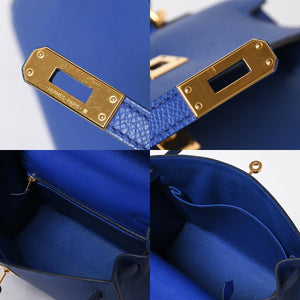新品同様 HERMES エルメス KELLY ケリー25 2WAYハンドバッグ 外縫い エプソン ブルーエレクトリック U刻印 中古 4a009242