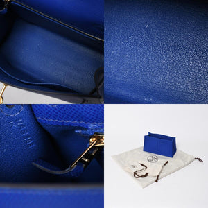 新品同様 HERMES エルメス KELLY ケリー25 2WAYハンドバッグ 外縫い エプソン ブルーエレクトリック U刻印 中古 4a009242