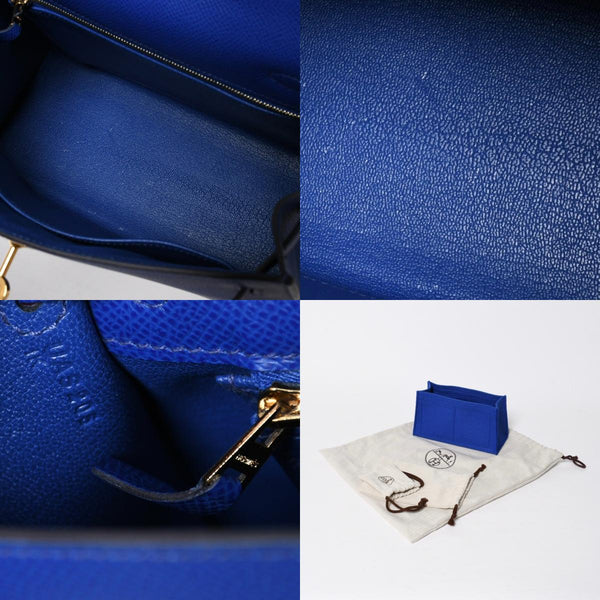 新品同様 HERMES エルメス KELLY ケリー25 2WAYハンドバッグ 外縫い エプソン ブルーエレクトリック U刻印 中古 4a009242