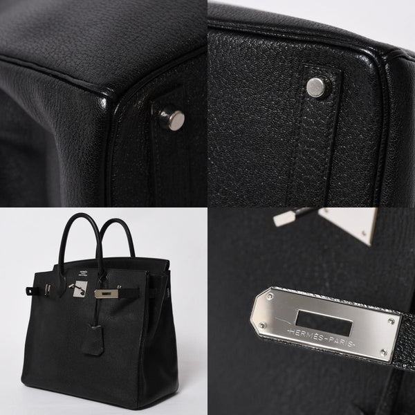 極美品 HERMES エルメス BIRKIN 30 バーキン 30 ハンドバッグ □I刻印 2005年製 ノワール シェーブル 内縫い シルバー金具 中古 4a009238