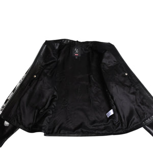 新品同様 SUPREME シュプリーム ワイズ バイ ヨウジヤマモト 25AW レザージャケット カウハイドレザー ブラック ホワイト シルバー金具 サイズL 中古 4a009229