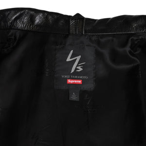 新品同様 SUPREME シュプリーム ワイズ バイ ヨウジヤマモト 25AW レザージャケット カウハイドレザー ブラック ホワイト シルバー金具 サイズL 中古 4a009229