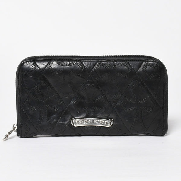 CHROME HEARTS クロムハーツ REC F ZIP QUILTED レック F ジップ キルティング 長財布 セメタリークロスパッチ シルバー925 美品 中古 4a009196