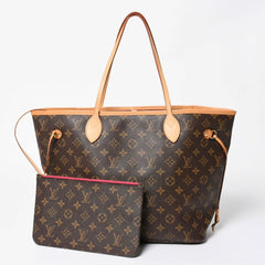 極美品 LOUIS VUITTON ルイヴィトン モノグラム ネヴァーフルMM トートバッグ ハンドバッグ M46975 ブラウン ピンク 中古 4a009130