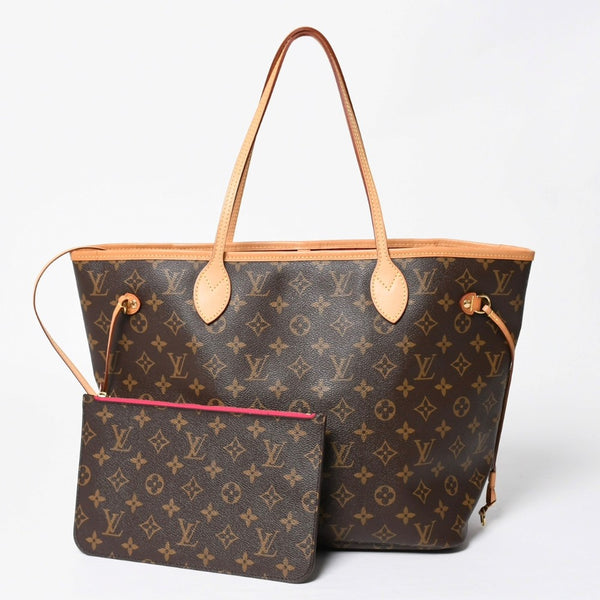 極美品 LOUIS VUITTON ルイヴィトン モノグラム ネヴァーフルMM トートバッグ ハンドバッグ M46975 ブラウン ピンク 中古 4a009130