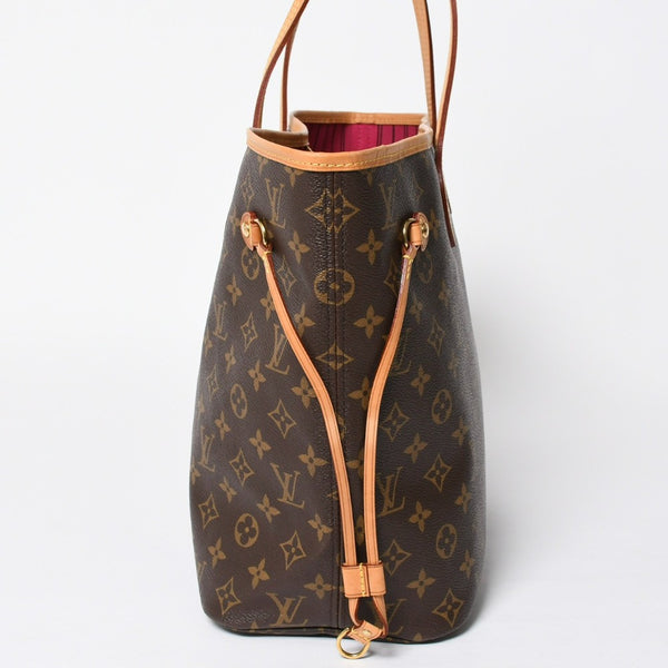 極美品 LOUIS VUITTON ルイヴィトン モノグラム ネヴァーフルMM トートバッグ ハンドバッグ M46975 ブラウン ピンク 中古 4a009130