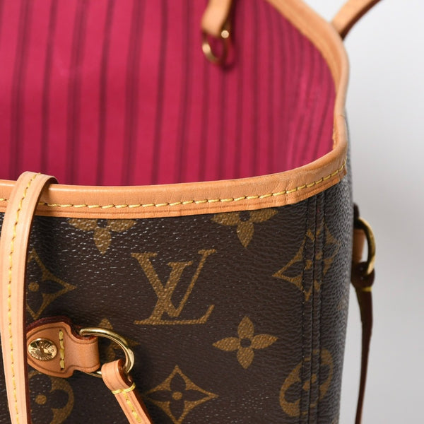 極美品 LOUIS VUITTON ルイヴィトン モノグラム ネヴァーフルMM トートバッグ ハンドバッグ M46975 ブラウン ピンク 中古 4a009130