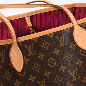 極美品 LOUIS VUITTON ルイヴィトン モノグラム ネヴァーフルMM トートバッグ ハンドバッグ M46975 ブラウン ピンク 中古 4a009130