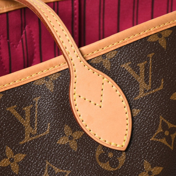極美品 LOUIS VUITTON ルイヴィトン モノグラム ネヴァーフルMM トートバッグ ハンドバッグ M46975 ブラウン ピンク 中古 4a009130