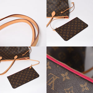 極美品 LOUIS VUITTON ルイヴィトン モノグラム ネヴァーフルMM トートバッグ ハンドバッグ M46975 ブラウン ピンク 中古 4a009130