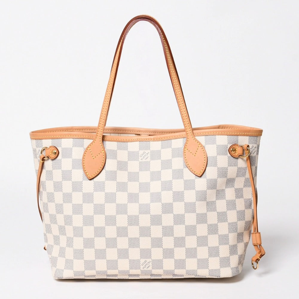 Very Good Condition LOUIS VUITTON Neverfull PM Tote Bag N51110 Damier Azur Canvas SD4187 White Gold Hardware Used 4a009131