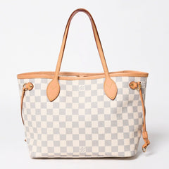極美品 LOUIS VUITTON ルイヴィトン ネヴァーフルPM トートバッグ N51110 ダミエ アズール キャンバス SD4187 ホワイト ゴールド金具 中古 4a009131