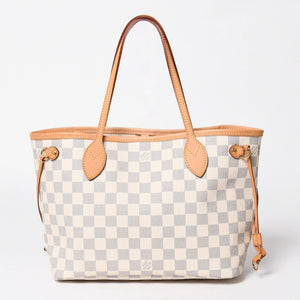 極美品 LOUIS VUITTON ルイヴィトン ネヴァーフルPM トートバッグ N51110 ダミエ アズール キャンバス SD4187 ホワイト ゴールド金具 中古 4a009131