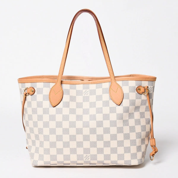 極美品 LOUIS VUITTON ルイヴィトン ネヴァーフルPM トートバッグ N51110 ダミエ アズール キャンバス SD4187 ホワイト ゴールド金具 中古 4a009131