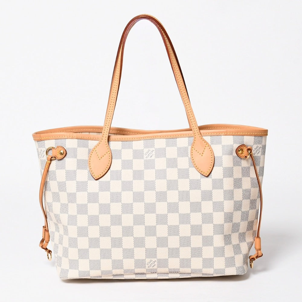 Very Good Condition LOUIS VUITTON Neverfull PM Tote Bag N51110 Damier Azur Canvas SD4187 White Gold Hardware Used 4a009131