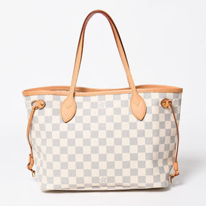 極美品 LOUIS VUITTON ルイヴィトン ネヴァーフルPM トートバッグ N51110 ダミエ アズール キャンバス SD4187 ホワイト ゴールド金具 中古 4a009131