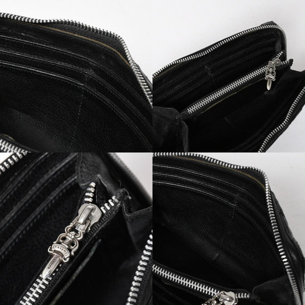 CHROME HEARTS クロムハーツ REC F ZIP QUILTED レック F ジップ キルティング 長財布 セメタリークロスパッチ シルバー925 美品 中古 4a009196