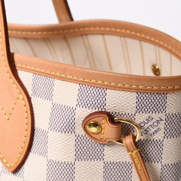 極美品 LOUIS VUITTON ルイヴィトン ネヴァーフルPM トートバッグ N51110 ダミエ アズール キャンバス SD4187 ホワイト ゴールド金具 中古 4a009131