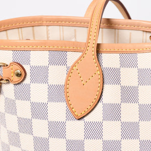極美品 LOUIS VUITTON ルイヴィトン ネヴァーフルPM トートバッグ N51110 ダミエ アズール キャンバス SD4187 ホワイト ゴールド金具 中古 4a009131