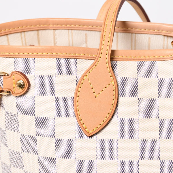 極美品 LOUIS VUITTON ルイヴィトン ネヴァーフルPM トートバッグ N51110 ダミエ アズール キャンバス SD4187 ホワイト ゴールド金具 中古 4a009131