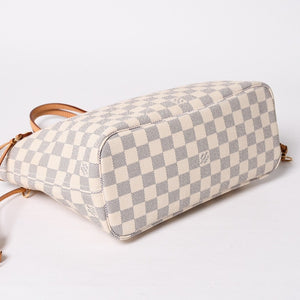 極美品 LOUIS VUITTON ルイヴィトン ネヴァーフルPM トートバッグ N51110 ダミエ アズール キャンバス SD4187 ホワイト ゴールド金具 中古 4a009131