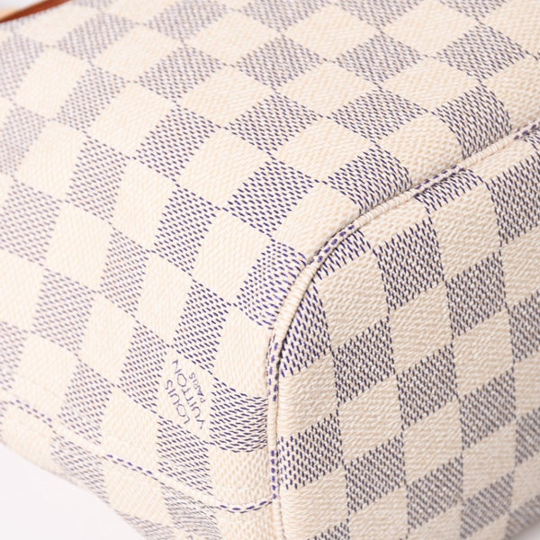極美品 LOUIS VUITTON ルイヴィトン ネヴァーフルPM トートバッグ N51110 ダミエ アズール キャンバス SD4187 ホワイト ゴールド金具 中古 4a009131
