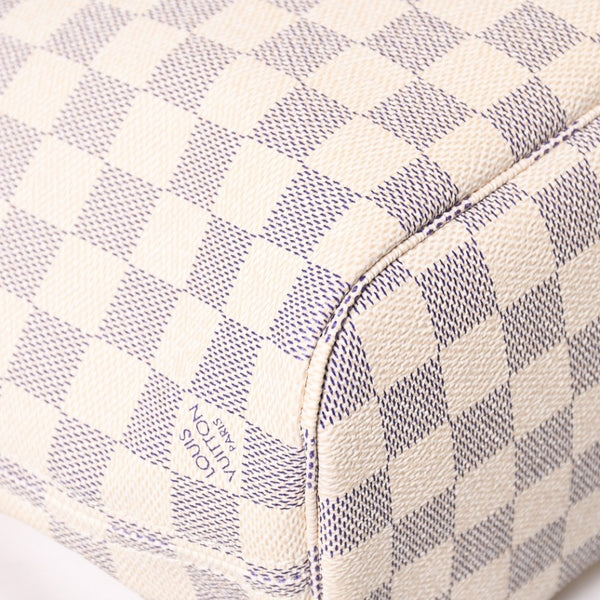 極美品 LOUIS VUITTON ルイヴィトン ネヴァーフルPM トートバッグ N51110 ダミエ アズール キャンバス SD4187 ホワイト ゴールド金具 中古 4a009131