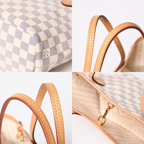 極美品 LOUIS VUITTON ルイヴィトン ネヴァーフルPM トートバッグ N51110 ダミエ アズール キャンバス SD4187 ホワイト ゴールド金具 中古 4a009131